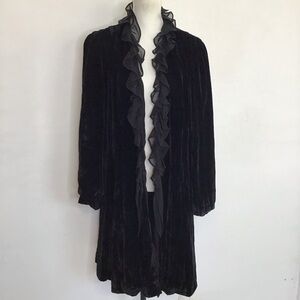 Focus 2000 Black Velvet Blazer with Ruffle Trim
